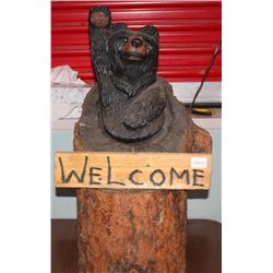 Wooden Welcome Bear Statue