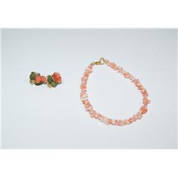 Coral Bracelet & Earrings Set