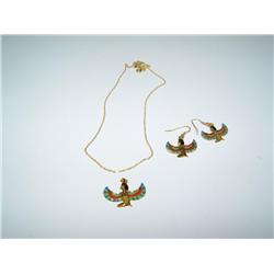 Isis Gold Pendant & Earrings