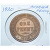 Image 2 : Rare 1920 Australian One Penny