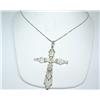 Image 1 : Sterling 3 1/2" Florentine Cross on Silver Chain
