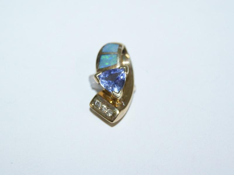 AAA Tanzanite, Black Opal & Diamonds Ladies Pendan