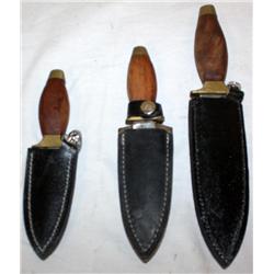 Lot of 3 Size Wooden Handle Daggers