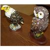 Image 2 : Lot of 2 Wooden Statues 1 of a Eagle & 1 of a Owl