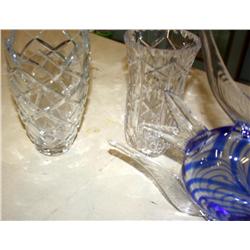 Lot of Misc. 2 Crystal Vases, Crystal Vase, & Fish
