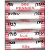 Image 1 : 5 Bank Wrapped Rolls Shotgun Rolls of Wheat Cents