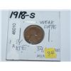 Image 1 : 1918-S Weak Date Key Date Lincoln Wheat Penny