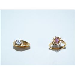 CZ Rings Gold Overlay - Lot of 2