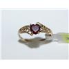 Image 1 : 10K Gold Heart Garnet Ring