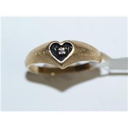 14K Gold Heart w/ Diamond & Onyx Ring