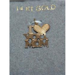 14K Gold I Love You Mom Pendant