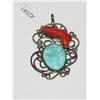 Image 1 : AAA Turquoise & Coral Hand Made Navajo Design Pend
