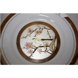 Lot of 24kt Gold Bird Dish & Norman Rockwell Dish