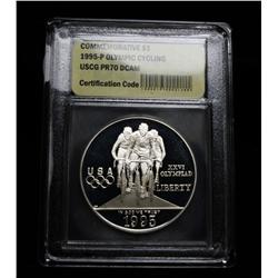 1995-p Olympic Cycling Proof Commemorative Silver Dollar Graded PR70 DCAM