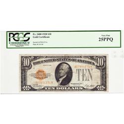 PCGS 1928 $10 Gold Certificate Graded VF 25 PPQ