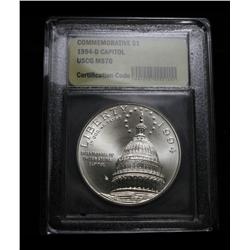 1994-d Capital Bicentennial Uncirculated Silver Dollar Commemorative Graded ms70