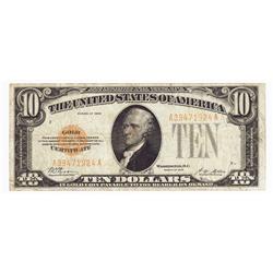 1928 $10 Gold Certificate Grades VF30