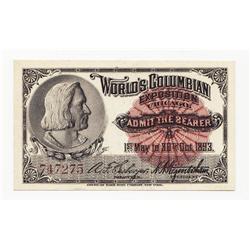 1893 World Columbian Exposition Ticket  Grades CU68
