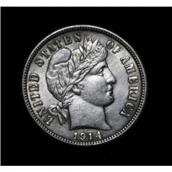 1914-p Barber Dime 10c Grades ms63+  PQ