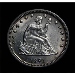 1891-p Seated Liberty Quarter 25c Grades Choice Uncirculated ms64++ up very high end for the grade