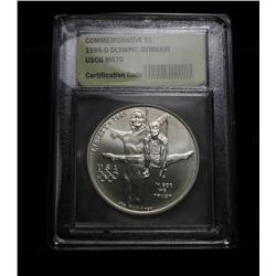 1995-d Olympic Gymnast Commemorative Silver Dollar Graded ms70