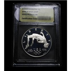1996-p Olympic High Jump Proof Commemorative Silver Dollar Graded PR70 DCAM