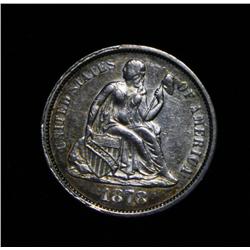 1878-p Seated Liberty 10c grades au58
