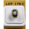Image 1 : Art deco style two-tone  ladies ring set made in  14kt yellow gold with sapphires and diamonds. Est: