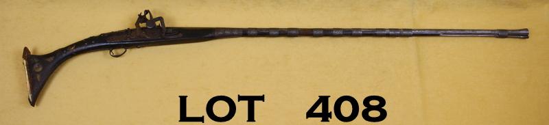 Mid-eastern flintlock snaphance rifle, flared muzzle to the barrel, 57 ...