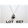 Image 1 : High quality 10 karat white gold ladies pendant  fine set with a fine blue Ceylon type color  sapphi