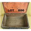 Image 2 : WW II era Japanese soldier’s wood foot locker,  approx. 28” x 17” x 9”, metal strap reinforced  with
