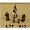 Image 1 : Lot of five figurines including a nicely painted  samurai, approx. 4” high, a painted plastic  “Will