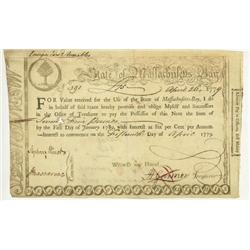 State Of Massachusetts Bay Bond Issued During The American Revolution To Finance A Naval Officers Pa