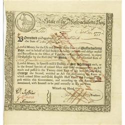 State Of Massachusetts Bay Lottery Bond Issued During The American Revolution