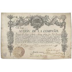 A Possibly Unique And Historically Significant Spanish Trading Company Stock Certificate Issued To T