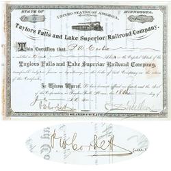 Taylors Falls And Lake Superior Railroad Co.  Signed By C. S. Mellen As President