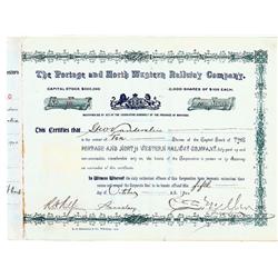 The Portage And North Western Railway Co. Signed By Charles S. Mellen As President