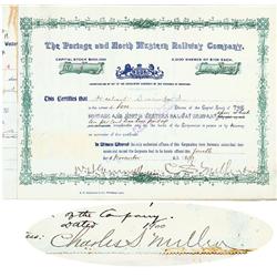 Portage And North Western Railway Co. Signed By Charles S. Mellen As President