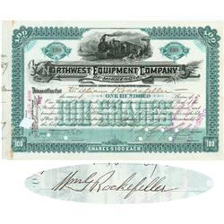 Northwest Equipment Co. Of Minnesota Issued To And Signed By William Rockefeller