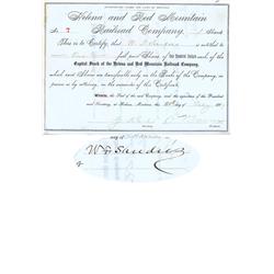 Helena And Red Mountain Railroad Company Issued To And Signed On Verso By W. F. Sanders And Signed A