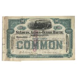 George Foster Peabody Signs A St. Louis, Alton & Terre Haute RR Co. Stock
