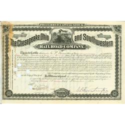 Chesapeake, Ohio And Southwestern RR Co. - Issued To And Signed By Collis P. Huntington As President