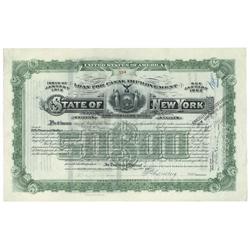State Of New York "Loan For Canal Improvement" For $50,000 - Issued To William K. Vanderbilt, Jr.