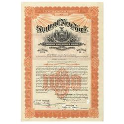 State Of New York World War Bonus Bond For $1000 Issued To George Vanderbilt
