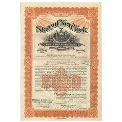 State Of New York World War Bonus Bond For $5000 Issued To William K. Vanderbilt, Jr.