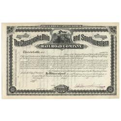 The Chesapeake, Ohio And Southwestern Railroad Company - Unissued Stock Certificate Signed By Collis
