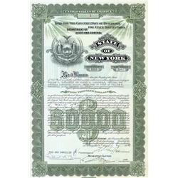 State Of New York Loan For Canal Improvement Bond For $10,000 Issued To And Signed By Marshall Field