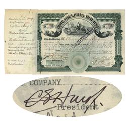 Philadelphia Bourse Issued To Charles Hire Co & Signed By Charles Hires, Jr.