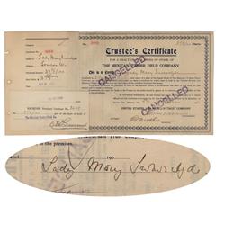 Mexican Timber Field Company Issued To And Signed By Lady Mary Inverclyde, The Woman Who Christened 