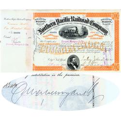 Northern Pacific Railroad Co. Issued To Drexel, Morgan & Co. And Signed On Verso For The Company By 